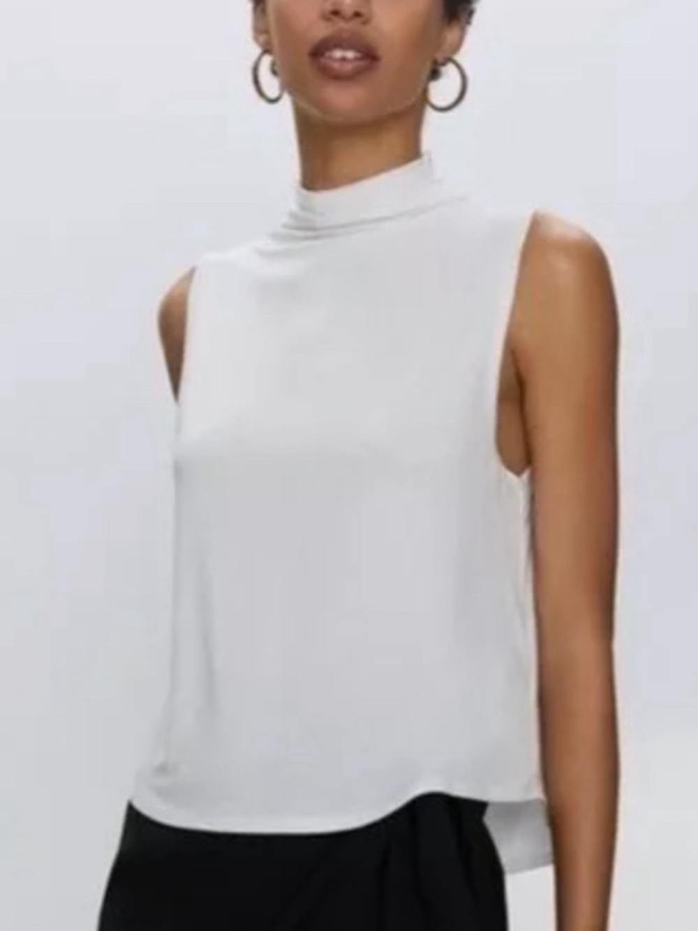 NEW Babaton Vince Tank Turtleneck Sleeveless Top Blouse White Large